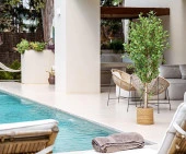 Nettenevime Yapay Zeytin Ağacı 180cm Hasır Örgü Kaplama Saksıda İki Gövdeli Doğal Görünümlü Yapay Ağaç - 2