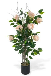 Nettenevime Yapay Ağaç Pembe Gül Ağacı 90cm Doğal Salex Dallı thumbnail 1