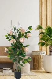 Nettenevime Yapay Ağaç Pembe Gül Ağacı 90cm Doğal Salex Dallı thumbnail 4