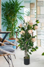 Nettenevime Yapay Ağaç Pembe Gül Ağacı 90cm Doğal Salex Dallı thumbnail 5