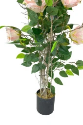 Nettenevime Yapay Ağaç Pembe Gül Ağacı 90cm Doğal Salex Dallı thumbnail 7