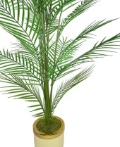 Nettenevime Yapay Ağaç Areka Ağacı Salon Bitkisi Krem Gold Metal Vazoda 130 cm 12 Yaprak thumbnail 7
