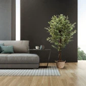 Yapay Ağaç Benjamin Yeşilbeyaz 2 Gövdeli Çalılı 165*80cm Siyah Plastik Saksılı - 6
