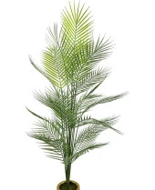 Nettenevime Yapay Ağaç Areka Ağacı Salon Bitkisi Siyah Gold Metal Vazoda 130 cm 12 Yaprak thumbnail 4