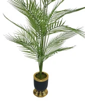 Nettenevime Yapay Ağaç Areka Ağacı Salon Bitkisi Siyah Gold Metal Vazoda 130 cm 12 Yaprak thumbnail 5