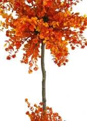 Nettenevime Yapay Ağaç Turuncu Top Kafalı Lotus Ağacı Beyaz Saksılı 90cm thumbnail 6