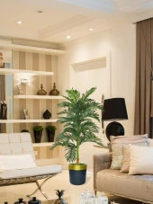 Nettenevime Yapay Ağaç Areka 150cm Gür Yapraklı Siyah Gold Paslanmaz Saksıda thumbnail 2