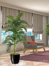 Nettenevime Yapay Ağaç Areka 150cm Gür Yapraklı Siyah Plastik Yakut Saksıda - 5