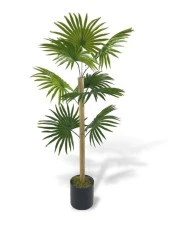 Nettenevime Yapay Ağaç Fanpalm 8Yaprak 85*45cm Yelpaze Palmiye Siyah Aleminyum Saksı thumbnail 2