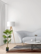 Nettenevime Yapay Ağaç Fanpalm 8Yaprak 85*45cm Yelpaze Palmiye Siyah Aleminyum Saksı thumbnail 4