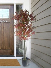 Nettenevime Yapay Ağaç Kızılkahve Okaliptus 2 Gövdeli Çalılı 180*80cm Siyah Plastik Saksılı thumbnail 3