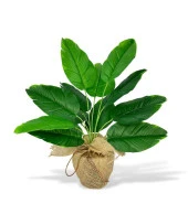 Nettenevime Yapay Çiçek Keten Hasır Saksıda Yeşil Muz Yapraklı 12Dal 50cm Salon Çiçeği Yapay Bitki thumbnail 1