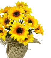 Nettenevime Yapay Çiçek Ay Çiçeği 18 Çiçekli Keten Saksılı Dekoratif Süs Çiçeği - 2