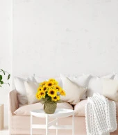 Nettenevime Yapay Çiçek Ay Çiçeği 18 Çiçekli Keten Saksılı Dekoratif Süs Çiçeği - 7