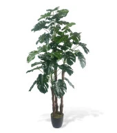 Yapay Çiçek Monstera Yeşil Deve Tabanı 3Katlı 135cm 54Yaprak Siyah Plastik Saksıda Yapay Bitki - 2