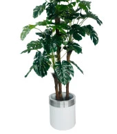 Nettenevime Yapay Çiçek Monstera Yeşil Deve Tabanı 3Katlı 135cm 54Yaprak Gümüş Kemerli Beyaz Saksıda Yapay Bitki thumbnail 6