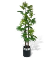 Nettenevime Yapay Ağaç Yelpaze Palmiye 4Katlı Fanpalm 32 Yaprak Gümüş Kemerli Siyah Saksıda 170*65cm thumbnail 3