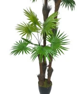 Nettenevime Yapay Ağaç Palmiye Fanpalm 3Katlı 24Yaprak Siyah Plastik Saksıda 165*65cm thumbnail 2