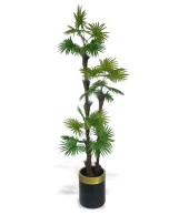 Nettenevime Yapay Ağaç Palmiye Fanpalm 3Katlı 24Yaprak Gold Kemerli Siyah Saksıda 165*65cm thumbnail 1