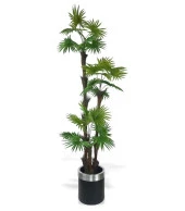Nettenevime Yapay Ağaç Palmiye Fanpalm 3Katlı 24Yaprak Gümüş Kemerli Siyah Saksıda 165*65cm thumbnail 1
