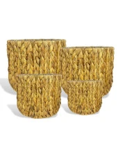 Nettenevime Dekoratif Hasır 4lü Set Saksı Bohem Konsept Muz Lifi Örgü Saksı - 1