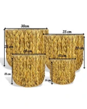 Nettenevime Dekoratif Hasır 4lü Set Saksı Bohem Konsept Muz Lifi Örgü Saksı - 2