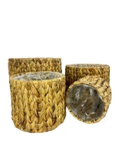Nettenevime Dekoratif Hasır 4lü Set Saksı Bohem Konsept Muz Lifi Örgü Saksı - 4