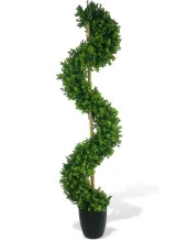 Nettenevime Yapay Ağaç Spiral Şimşir Ağacı 160cm Bambu Saplı Salon Bitkisi Düz Yeşil - 1