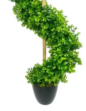 Nettenevime Yapay Ağaç Spiral Şimşir Ağacı 160cm Bambu Saplı Salon Bitkisi Düz Yeşil - 4