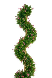 Nettenevime Yapay Ağaç Spiral Pembe Mineli Şimşir Ağacı 160cm Bambu Saplı Salon Bitkisi - 5