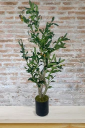Yapay Çiçek Zeytin Ağacı Doğal Gövdeli Galvaniz Siyah Saksıda 95cm Yapay Ağaç - 3
