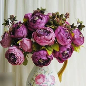 Nettenevime Yapay Çiçek Marsilya Gülü Şakayık Erengül Büyük Boy Demet  Mor thumbnail 6