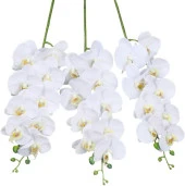 Yapay Çiçek Beyaz Islak Orkide Uzun Dal 90 cm Orkide - 3