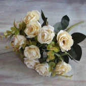 Nettenevime Yapay Çiçek Gül Yaban Gülü Demeti KREM 10 Kafa thumbnail 1