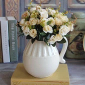 Nettenevime Yapay Çiçek Gül Yaban Gülü Demeti KREM 10 Kafa thumbnail 2