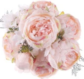 Nettenevime Yapay Çiçek Şakayık 5 Kafalı Büyük Boy Demet İpek Kumaş PEMBE AÇIK thumbnail 1