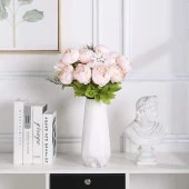 Nettenevime Yapay Çiçek Şakayık 5 Kafalı Büyük Boy Demet İpek Kumaş PEMBE AÇIK thumbnail 4