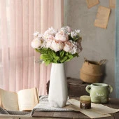 Nettenevime Yapay Çiçek Şakayık 5 Kafalı Büyük Boy Demet İpek Kumaş PEMBE AÇIK thumbnail 5