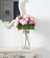 Nettenevime Yapay Çiçek Şakayık 5 Kafalı Büyük Boy Demet İpek Kumaş PEMBE AÇIK thumbnail 7