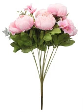 Nettenevime Yapay Çiçek Şakayık 5 Kafalı Büyük Boy Demet İpek Kumaş PEMBE AÇIK thumbnail 9