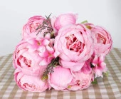 Nettenevime Yapay Çiçek Şakayık 5 Kafalı Büyük Boy Demet İpek Kumaş PEMBE thumbnail 3