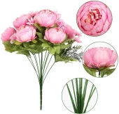 Nettenevime Yapay Çiçek Şakayık 5 Kafalı Büyük Boy Demet İpek Kumaş PEMBE thumbnail 6