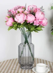 Nettenevime Yapay Çiçek Şakayık 5 Kafalı Büyük Boy Demet İpek Kumaş PEMBE thumbnail 7