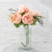 Nettenevime Yapay Çiçek Şakayık 5 Kafalı Büyük Boy Demet İpek Kumaş SOMON - 5