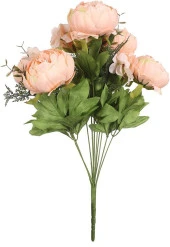 Nettenevime Yapay Çiçek Şakayık 5 Kafalı Büyük Boy Demet İpek Kumaş SOMON - 6