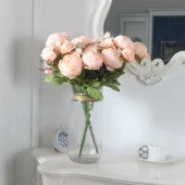 Nettenevime Yapay Çiçek Şakayık 5 Kafalı Büyük Boy Demet İpek Kumaş SOMON - 7