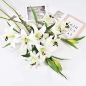 Nettenevime Yapay Çiçek Lilyum 3 Kafalı Islak Zambak 80cm Beyaz thumbnail 7