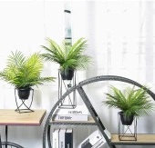 Nettenevime Yapay Çiçek Palmiye Metal Mat Siyah Saksılı Areka Yapay Bitki Salon Çiçeği 9 Yaprak thumbnail 3