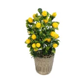 Nettenevime Yapay Çiçek Gri Seramik Saksıda Limon Ağacı thumbnail 1