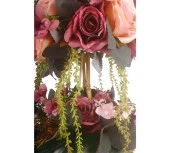 Nettenevime Yapay Çiçek li Seramik Kupa Vazo lu Arajman 2 Katlı Nişan Çiçeği Kız İsteme Mor Pembe thumbnail 2